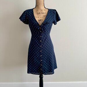 Abercrombie & Fitch V-Neck Summer Dress – Polka Dot, Navy Blue (Size Small)